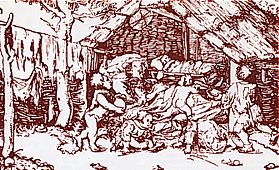 The poverty of the German peasants in a xylography of 1519