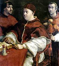 Pope Lion X (Giovanni de Medici) by Rafael Sanzio.